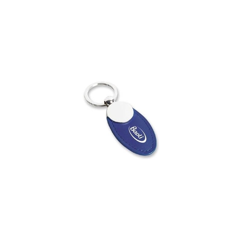 Eco-leather and chrome-plated metal keychain