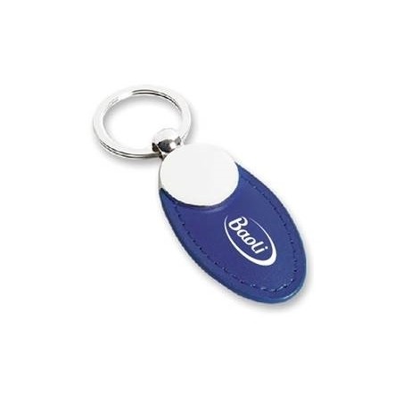 Eco-leather and chrome-plated metal keychain